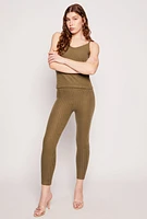 Womens Brushed Ribbed Knit Leggings,