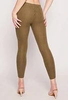 Womens Brushed Ribbed Knit Leggings, Green, Size M