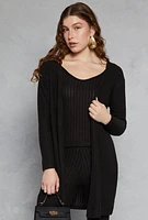 Womens Brushed Ribbed Knit Long Cardigan,