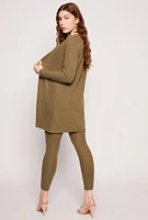 Womens Brushed Ribbed Knit Long Cardigan,