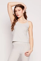 Womens Brushed Ribbed Knit Cami, Grey, Size M