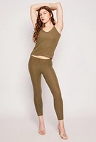 Womens Brushed Ribbed Knit Cami, Green, Size L