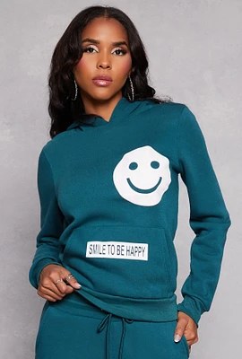 Womens Fleece Smile To Be Happy Pullover Hoodie,