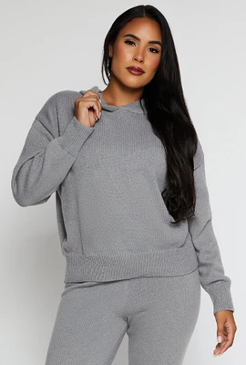 Womens Brushed Knit Pullover Hoodie,