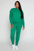 Womens Brushed Knit Pullover Hoodie, Green,