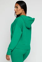 Womens Brushed Knit Pullover Hoodie, Green,
