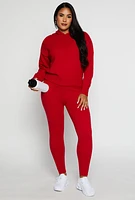 Womens Brushed Knit Pullover Hoodie, Red, Size M