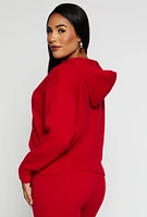 Womens Brushed Knit Pullover Hoodie, Red, Size M
