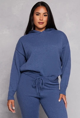 Womens Brushed Knit Pullover Hoodie,