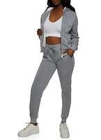 Womens Zip Up Fleece Hoodie, Grey, Size M