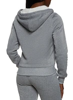 Womens Zip Up Fleece Hoodie, Grey, Size M