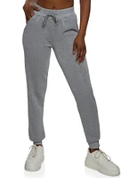 Womens Drawstring Waist Fleece Joggers, Grey, Size L