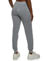 Womens Drawstring Waist Fleece Joggers, Grey, Size L