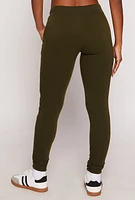 Womens Drawstring Waist Fleece Joggers, Green, Size M