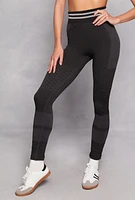 Womens Seamless Striped High Waisted Leggings, Black, Size S-M