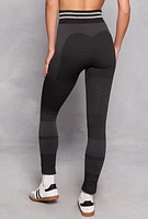 Womens Seamless Striped High Waisted Leggings, Black, Size S-M