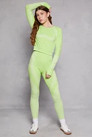 Womens Seamless Color Block Long Sleeve Top,