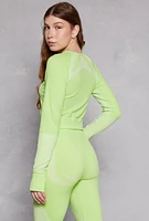 Womens Seamless Color Block Long Sleeve Top,
