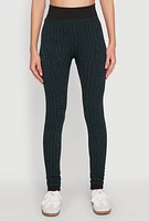 Womens Color Block Greek Key Print Leggings,