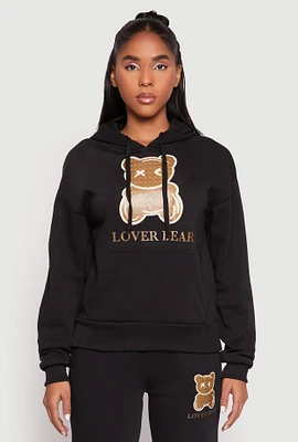 Womens Fleece Lover Bear Graphic Hoodie, M