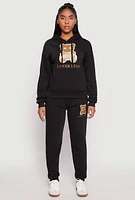 Womens Fleece Lover Bear Graphic Hoodie, M