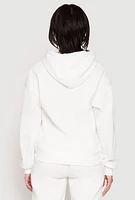 Womens Fleece Lover Bear Graphic Hoodie, White, Size M