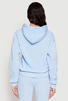 Womens Fleece Lover Bear Graphic Hoodie, Blue, Size M