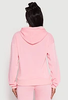 Womens Fleece Lover Bear Graphic Hoodie, Pink, Size S