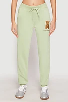 Womens Fleece Lover Bear Graphic Joggers, M