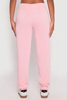 Womens Fleece Lover Bear Graphic Joggers, Pink, Size M