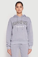 Womens Fleece Brooklyn Pullover Hoodie, Grey, Size L