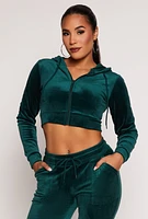 Womens Velour Zip Front Hoodie, L