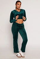 Womens Velour Drawstring Waist Sweatpants, Green, Size M