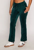 Womens Velour Drawstring Waist Sweatpants, Green, Size M