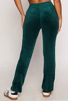Womens Velour Drawstring Waist Sweatpants, Green, Size M