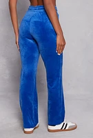 Womens Velour Drawstring Waist Sweatpants, Blue, Size M