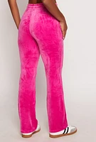 Womens Velour Drawstring Waist Sweatpants, Pink, Size L