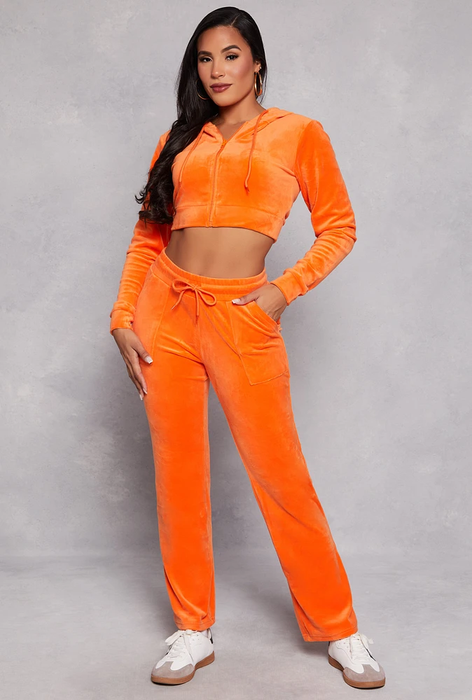 Womens Velour Drawstring Waist Sweatpants,
