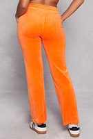 Womens Velour Drawstring Waist Sweatpants,