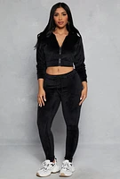 Womens High Waisted Velour Drawstring Pants, L