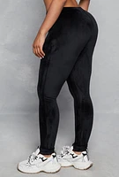 Womens High Waisted Velour Drawstring Pants, L