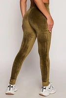 Womens High Waisted Velour Drawstring Pants, M