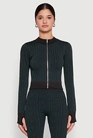 Womens Greek Key Mock Neck Track Jacket, Multi, Size S