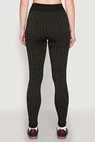 Womens Greek Key Color Block Print Leggings,
