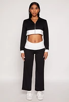 Womens Two Tone Waistband High Waist Sweatpants,