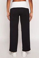 Womens Two Tone Waistband High Waist Sweatpants,