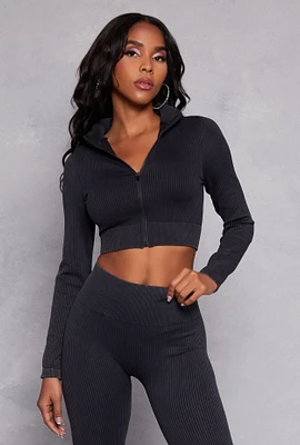 Womens Seamless Laser Cut Active Top, Black, Size S-M