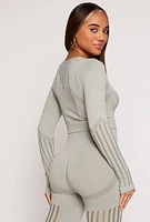 Womens Seamless Laser Cut Active Top, Grey, Size L-XL