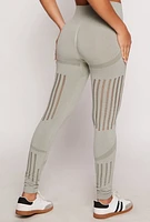 Womens Seamless Laser Cut Leggings, Grey, Size L-XL