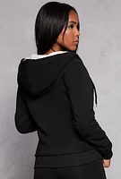 Womens Sherpa Lined Zip Front Hoodie,